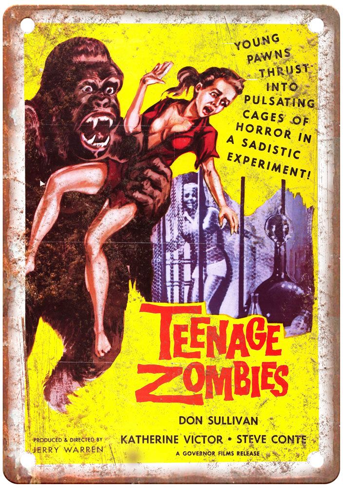 Teenage Zombies Vintage Movie Poster Old Retro Look Metal Sign