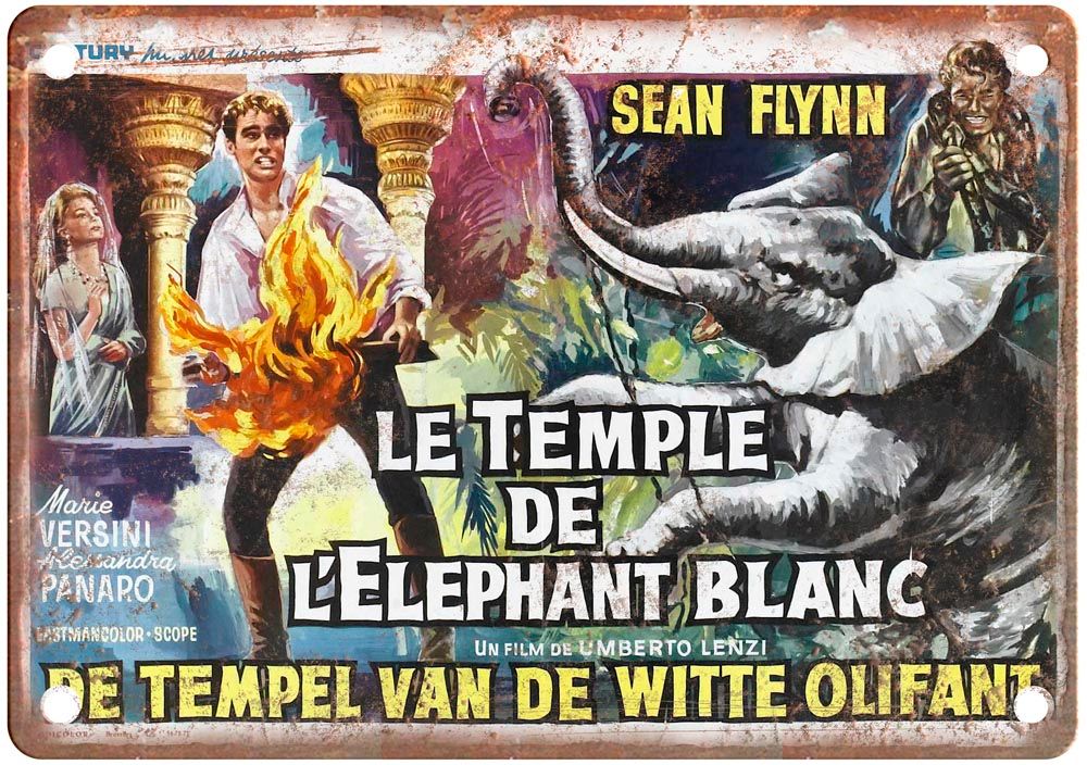 Temple Of White Elephant Vintage Movie Poster Old Retro Look Metal Sign