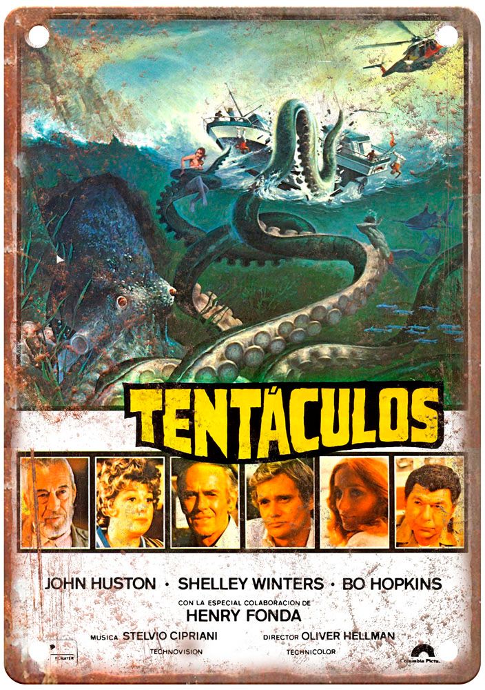 Tentacles Vintage Movie Poster Old Retro Look Metal Sign