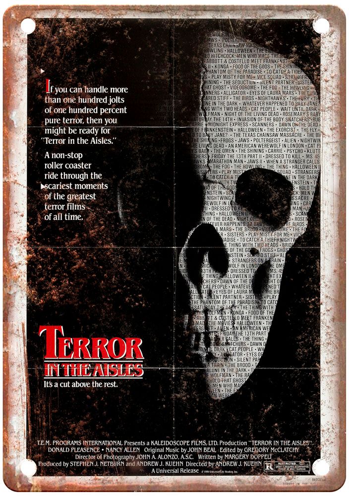 Terror In Aisles Vintage Movie Poster Old Retro Look Metal Sign