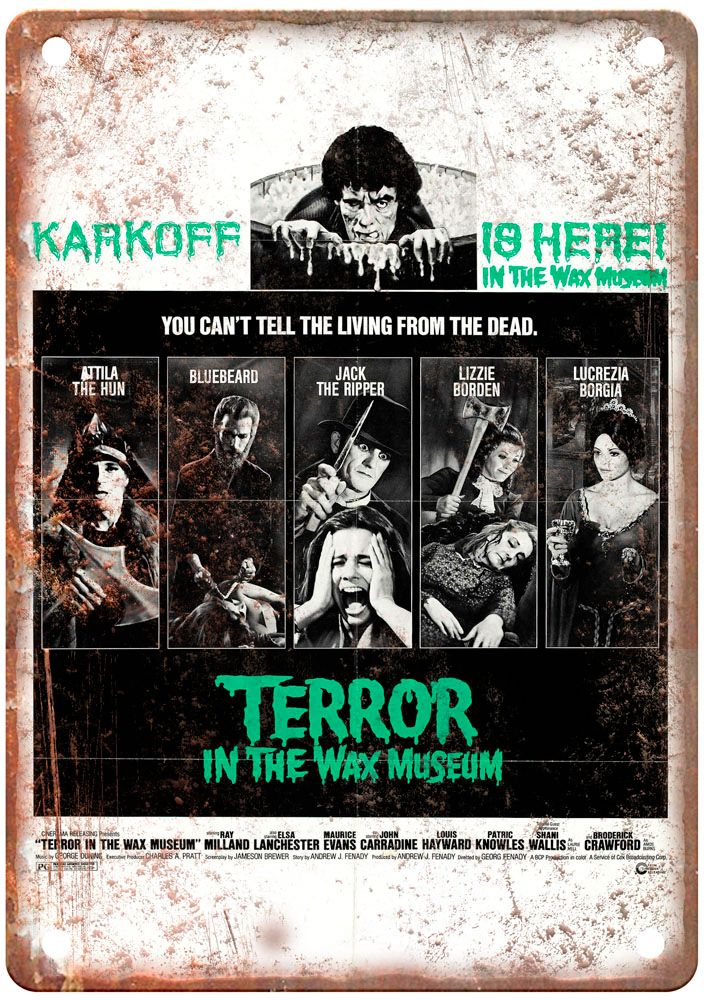 Terror In Wax Museum Vintage Movie Poster Old Retro Look Metal Sign