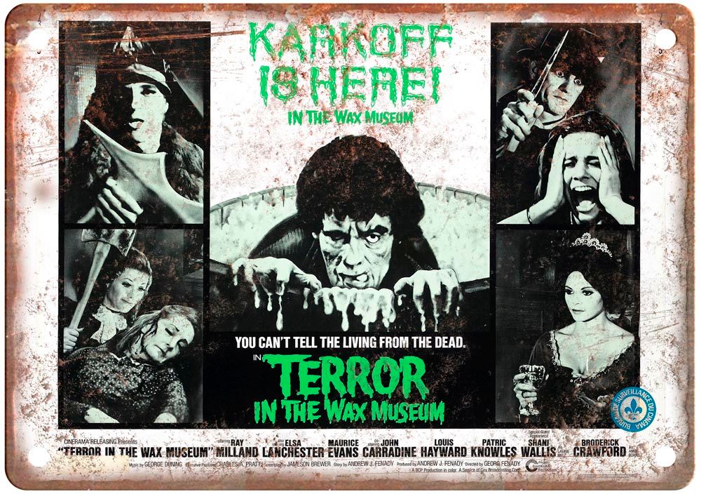 Terror In Wax Museum Vintage Movie Poster Old Retro Look Metal Sign