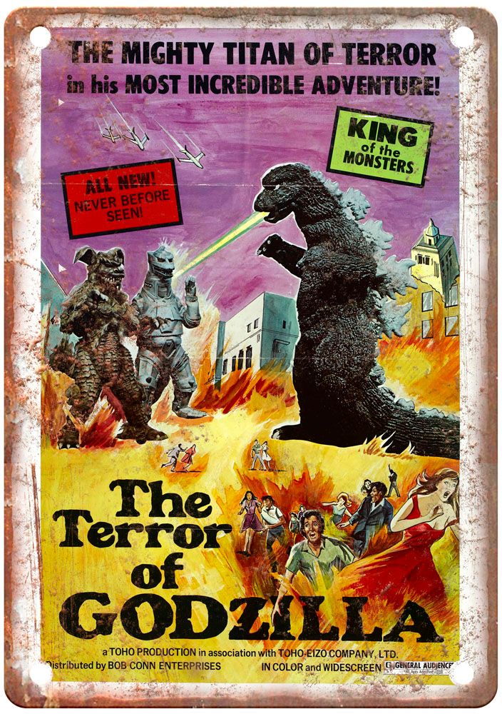 Terror Of Mechagodzilla Vintage Movie Poster Old Retro Look Metal Sign