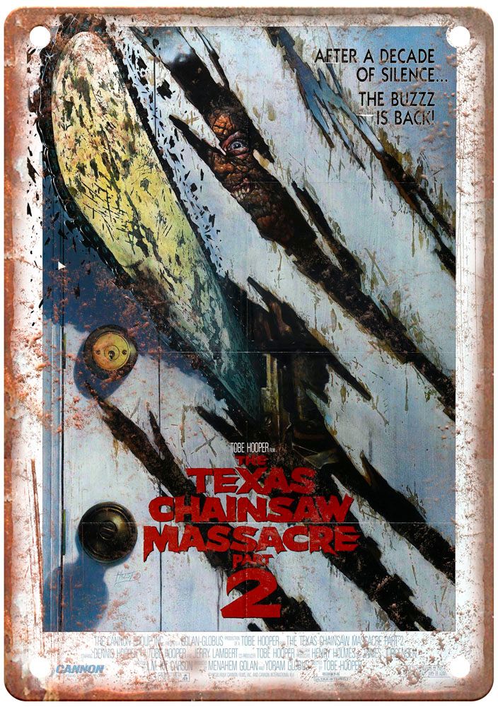 Texas Chainsaw Massacre 2 Vintage Movie Poster Old Retro Look Metal Sign