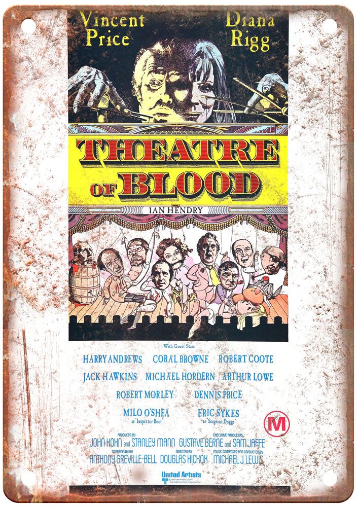 Theatre Of Blood Vintage Movie Poster Old Retro Look Metal Sign