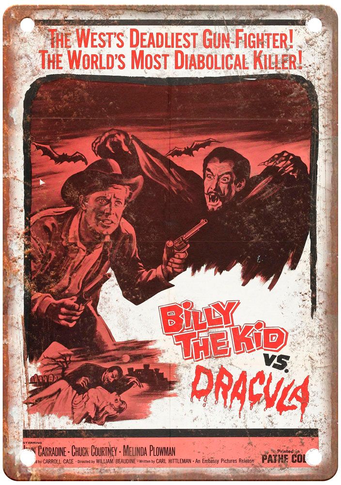 Billy Kid Vs Dracula Vintage Movie Poster Old Retro Look Metal Sign