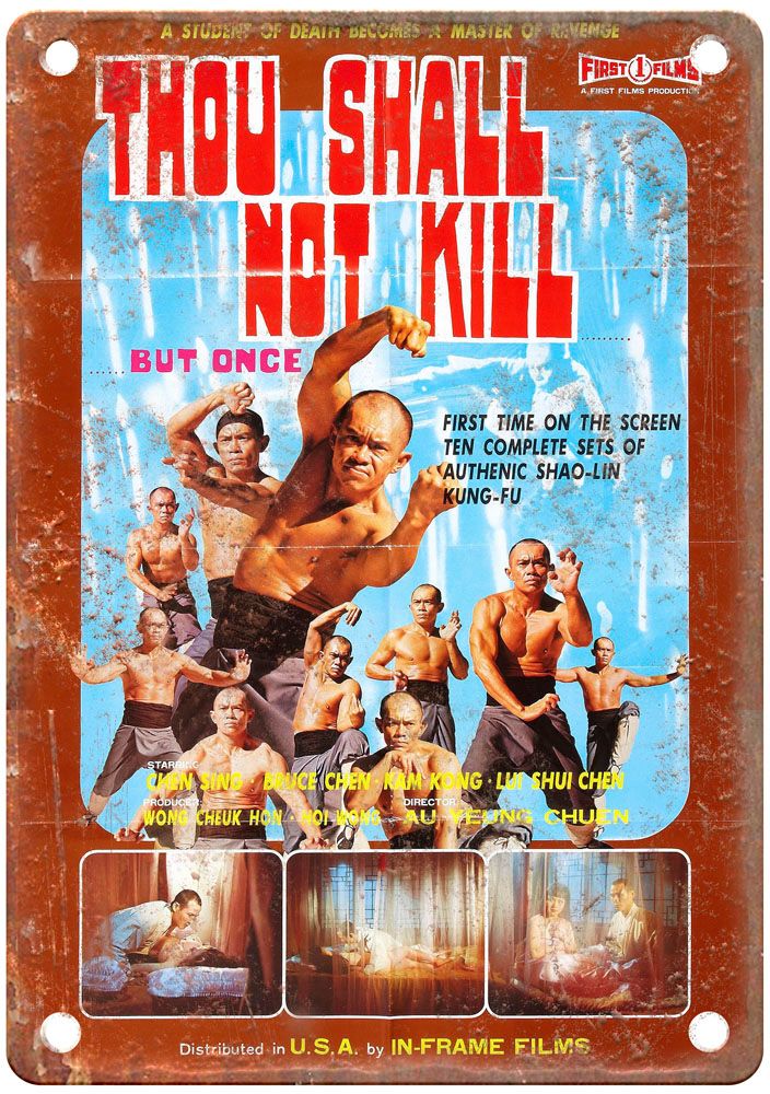 Thou Shall Not Kill But Once Vintage Movie Poster Old Retro Look Metal Sign