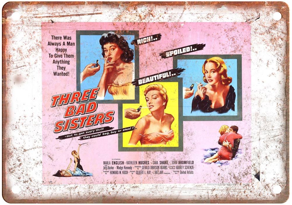 Three Bad Sisters Vintage Movie Poster Old Retro Look Metal Sign