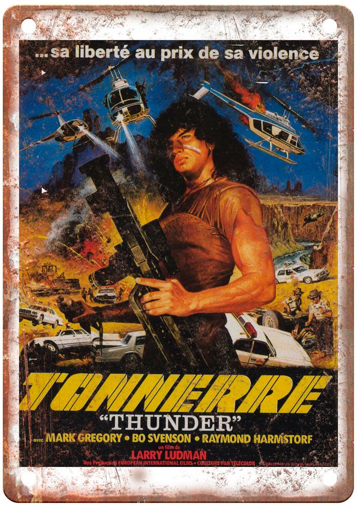 Thunder 1983 Vintage Movie Poster Old Retro Look Metal Sign