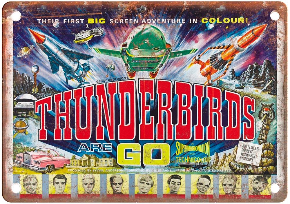 Thunderbirds Are Go Vintage Movie Poster Old Retro Look Metal Sign