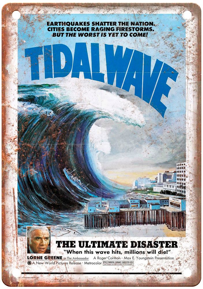 Tidal Wave Vintage Movie Poster Old Retro Look Metal Sign