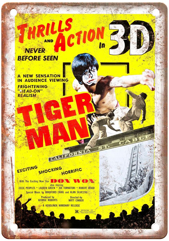 Tiger Man 1978 Vintage Movie Poster Old Retro Look Metal Sign