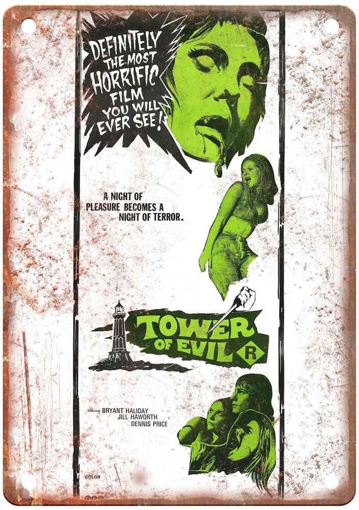 Tower Of Evil Vintage Movie Poster Old Retro Look Metal Sign