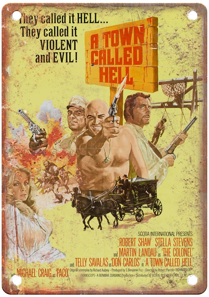 Town Called Hell Vintage Movie Poster Old Retro Look Metal Sign