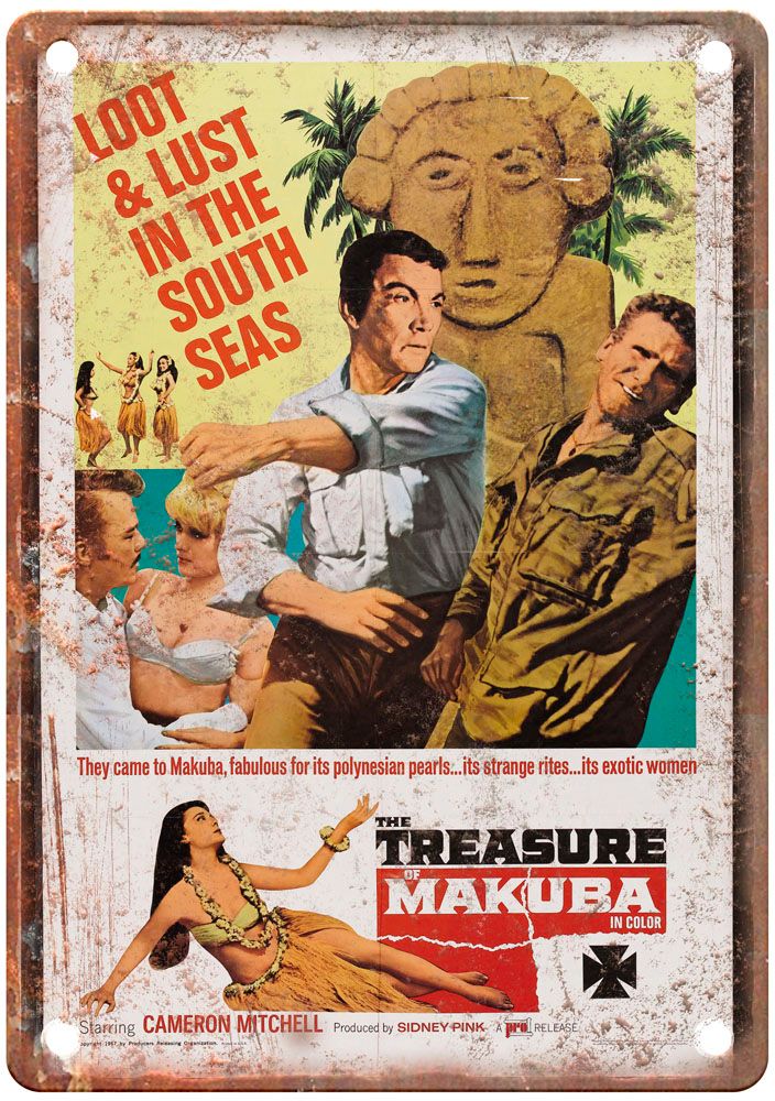 Treasure Of Makuba Vintage Movie Poster Old Retro Look Metal Sign