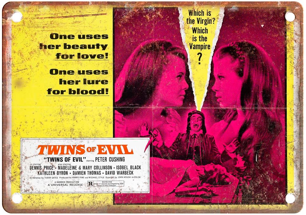 Twins Of Evil Vintage Movie Poster Old Retro Look Metal Sign