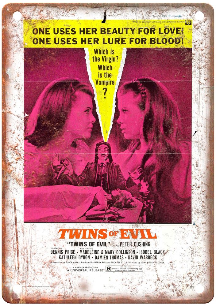 Twins Of Evil Vintage Movie Poster Old Retro Look Metal Sign