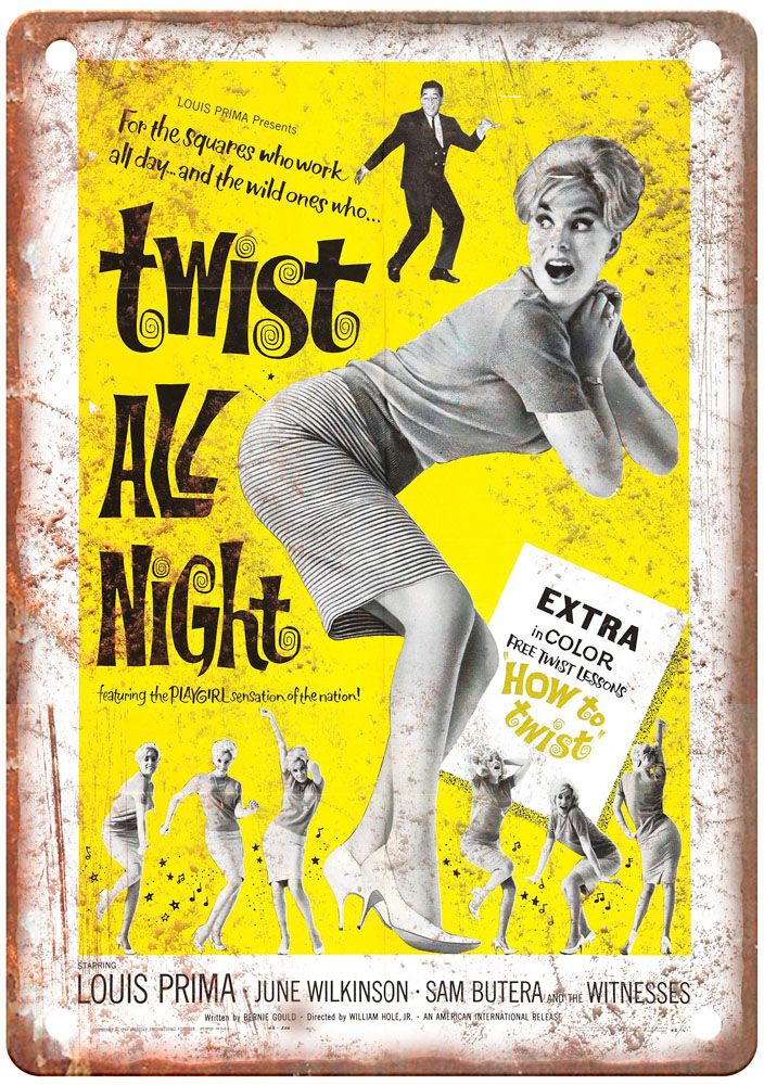 Twist All Night Vintage Movie Poster Old Retro Look Metal Sign