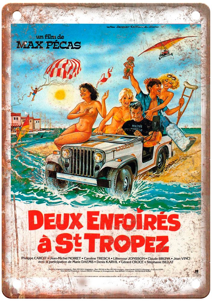 Two Bastards In Saint Tropez Vintage Movie Poster Old Retro Look Metal Sign