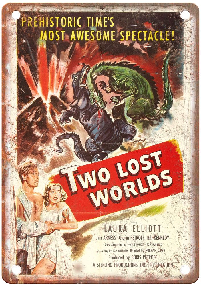 Two Lost Worlds Vintage Movie Poster Old Retro Look Metal Sign