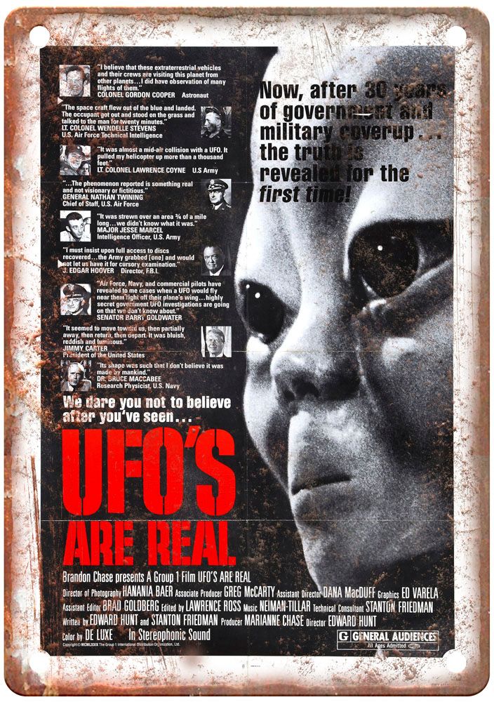 Ufos Are Real Vintage Movie Poster Old Retro Look Metal Sign