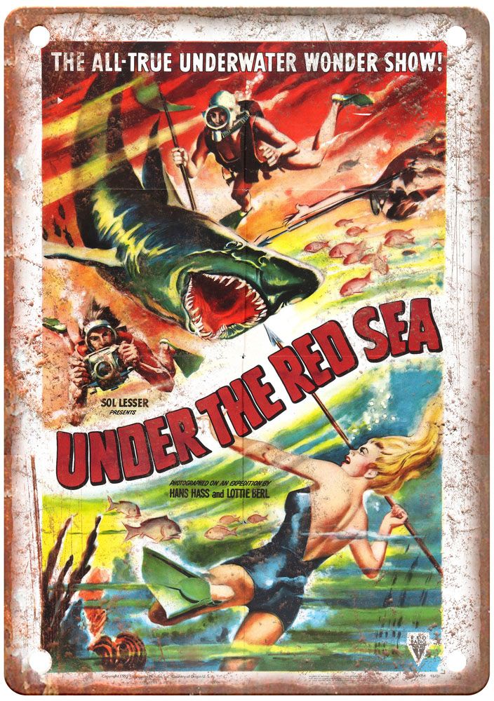 Under Red Sea Vintage Movie Poster Old Retro Look Metal Sign