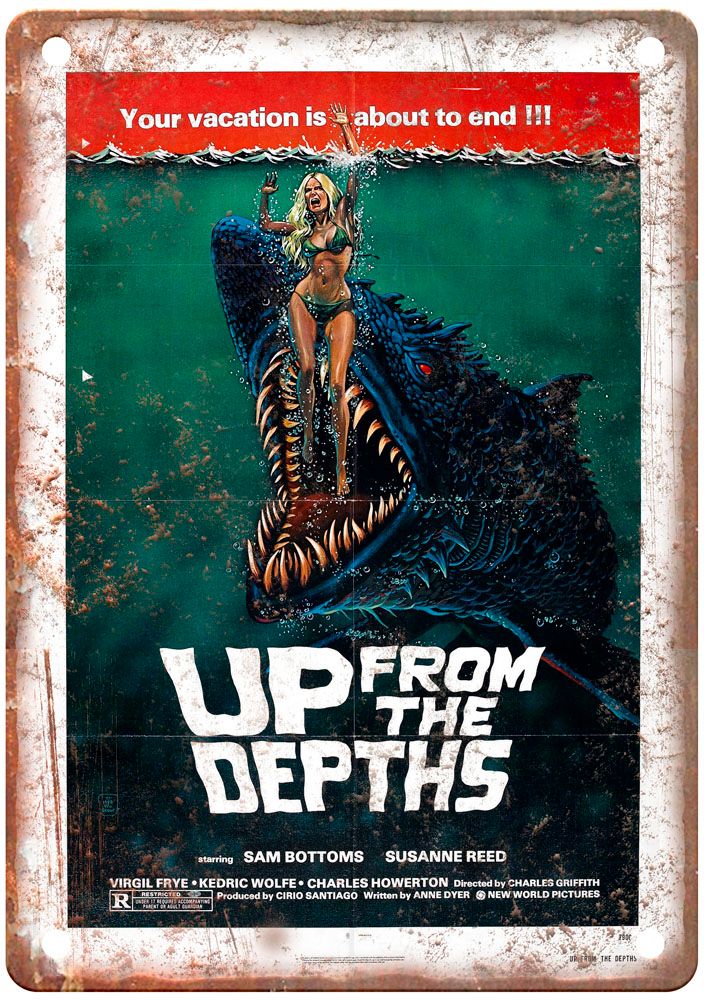 Up From Depths Vintage Movie Poster Old Retro Look Metal Sign