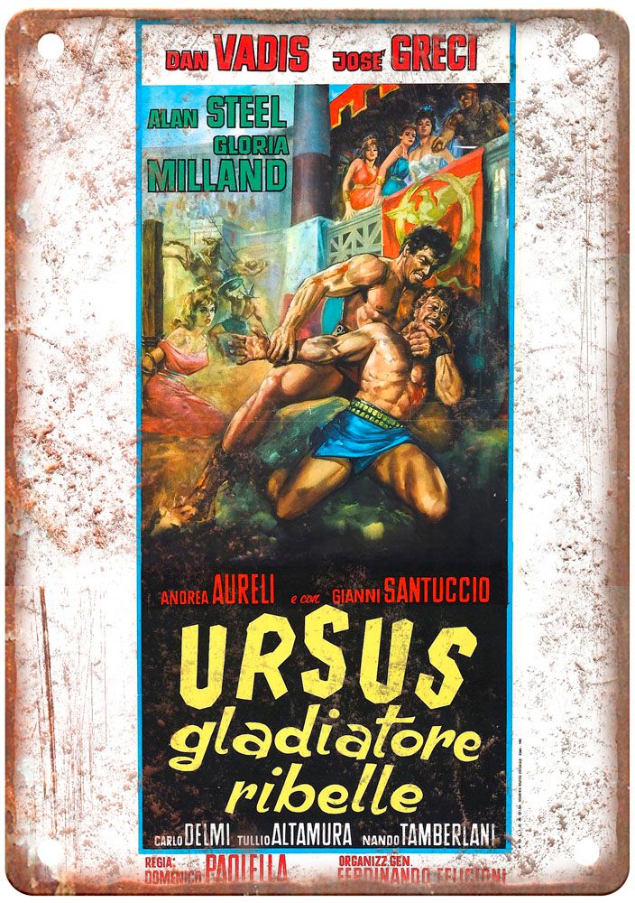 Ursus Rebel Gladiator Vintage Movie Poster Old Retro Look Metal Sign