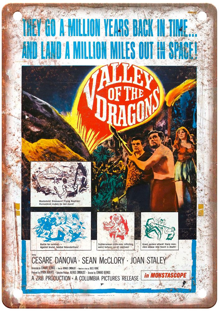 Valley Of Dragons Vintage Movie Poster Old Retro Look Metal Sign