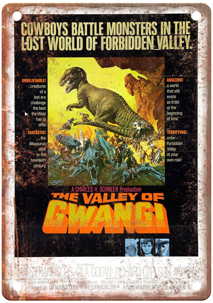 Valley Of Gwangi Vintage Movie Poster Old Retro Look Metal Sign