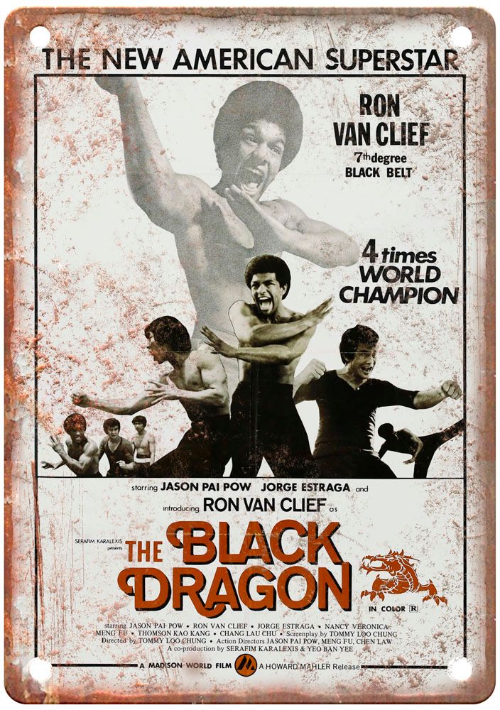 Black Dragon Vintage Movie Poster Old Retro Look Metal Sign