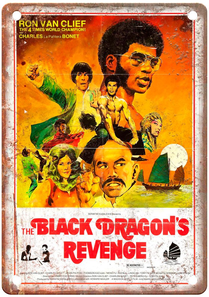 Black Dragons Revenge Vintage Movie Poster Old Retro Look Metal Sign