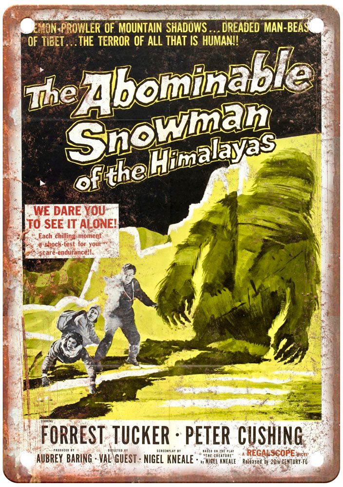 Abominable Snowman Of Himalayas Vintage Movie Poster Old Retro Look Metal Sign