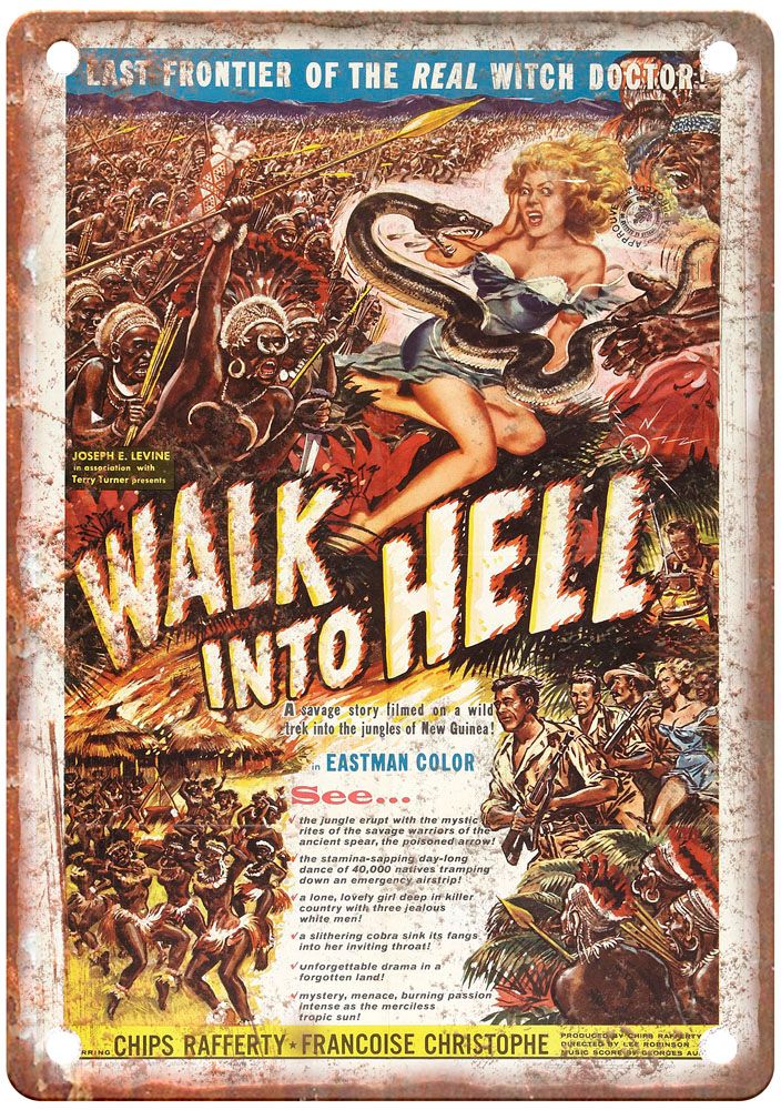 Walk Into Hell Vintage Movie Poster Old Retro Look Metal Sign