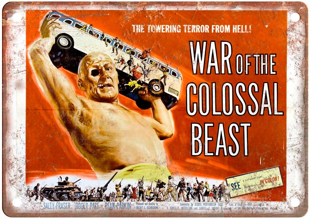 War Of Colossal Beast Vintage Movie Poster Old Retro Look Metal Sign