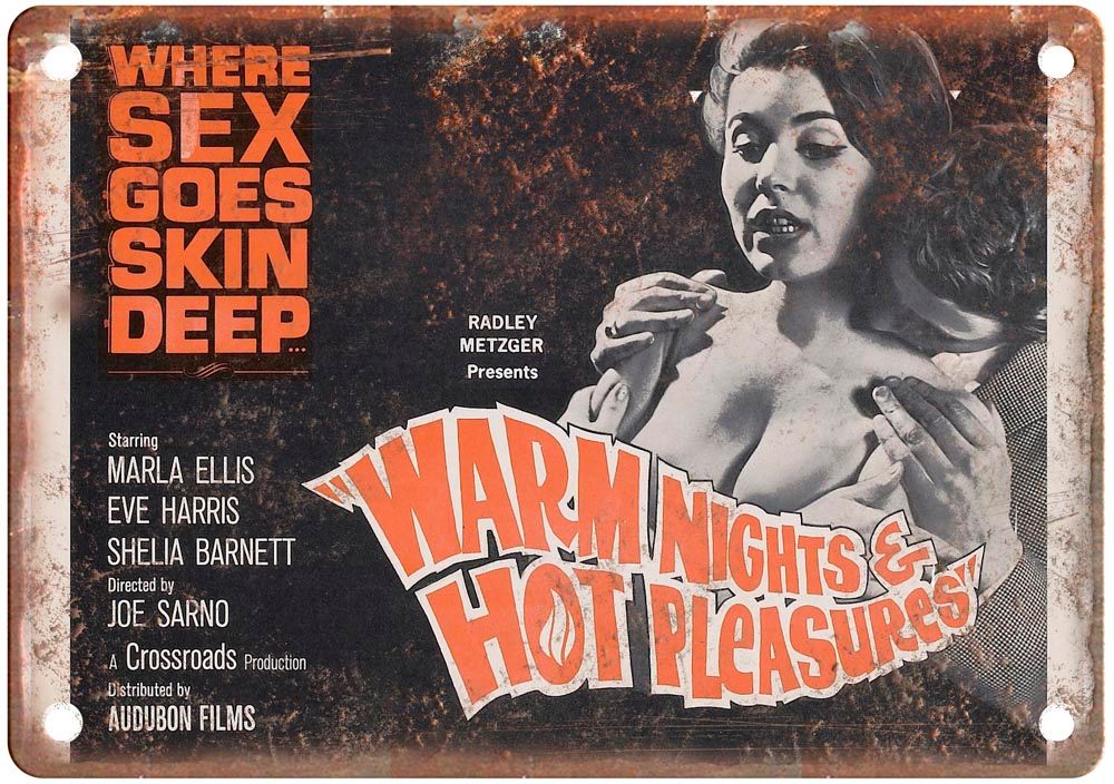 Warm Nights Hot Pleasures Vintage Movie Poster Old Retro Look Metal Sign