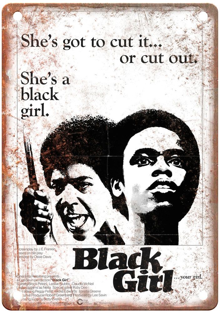 Black Girl Vintage Movie Poster Old Retro Look Metal Sign