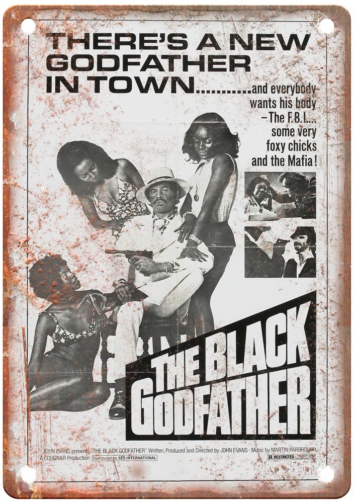 Black Godfather Vintage Movie Poster Old Retro Look Metal Sign