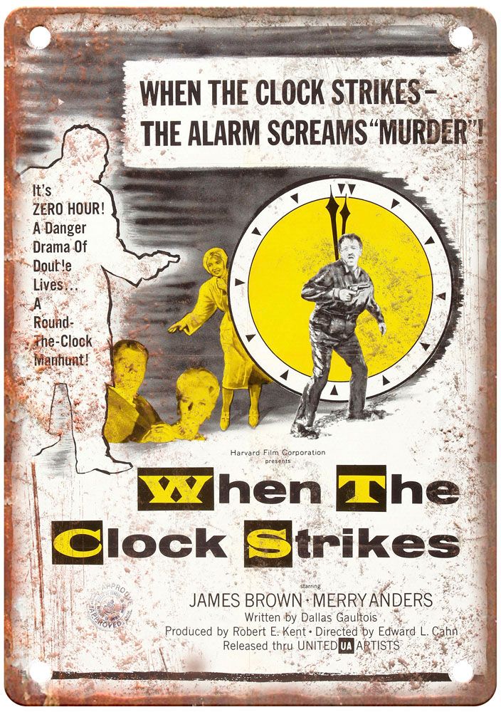 When Clock Striked Vintage Movie Poster Old Retro Look Metal Sign