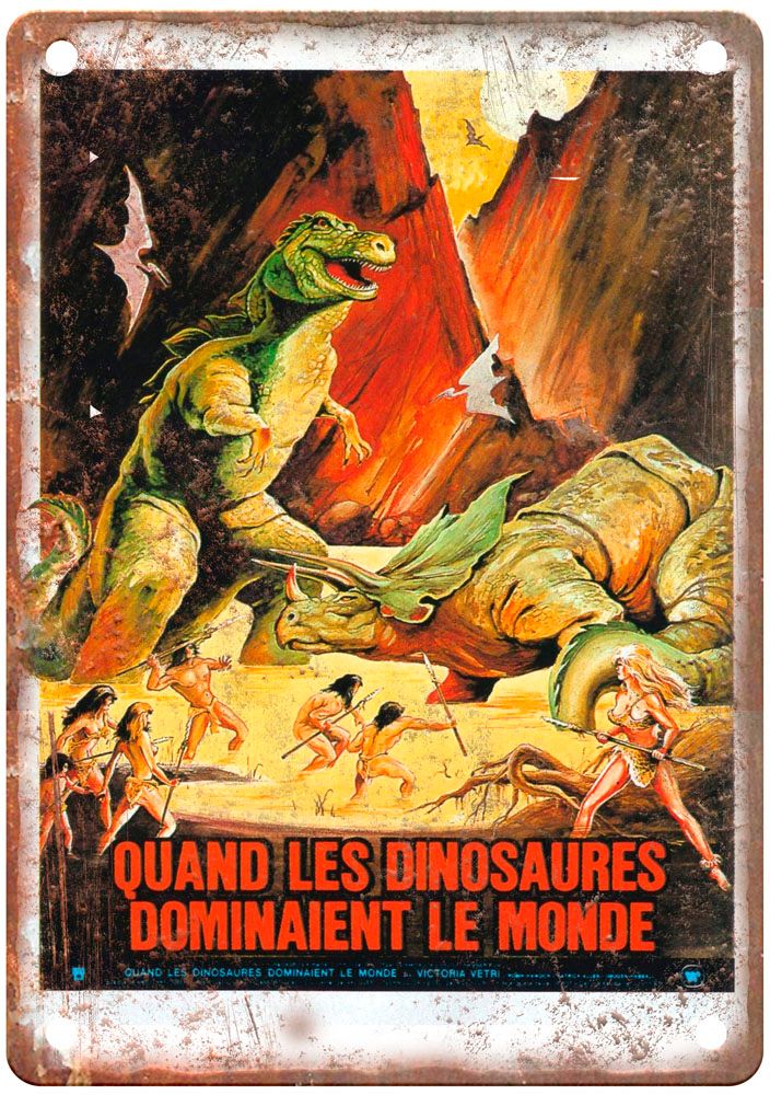 When Dinosaurs Ruled Earth Vintage Movie Poster Old Retro Look Metal Sign