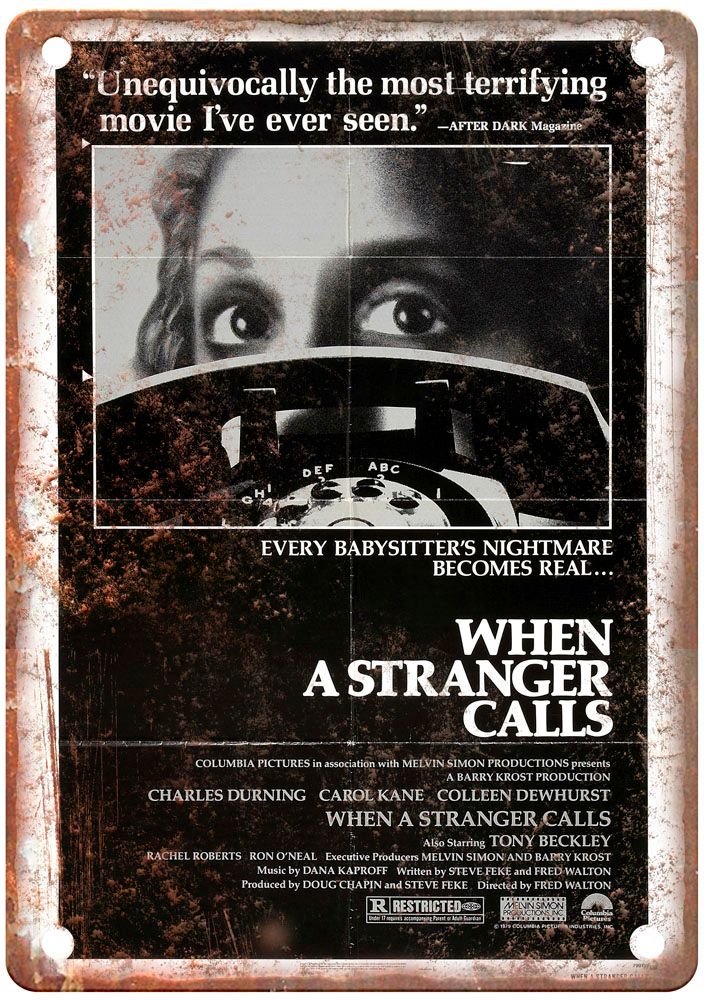 When Stranger Calls Vintage Movie Poster Old Retro Look Metal Sign