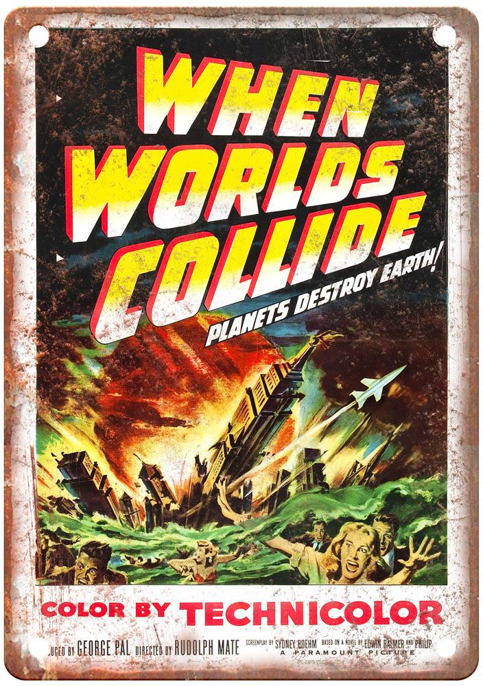 When Worlds Collide Vintage Movie Poster Old Retro Look Metal Sign