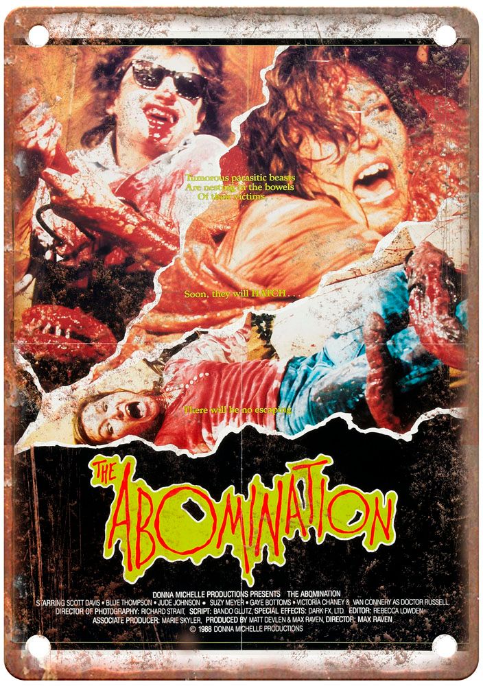 Abomination 1986 Vintage Movie Poster Old Retro Look Metal Sign