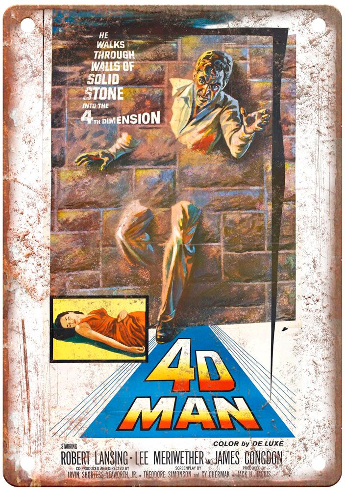 4d Man Vintage Movie Poster Old Retro Look Metal Sign