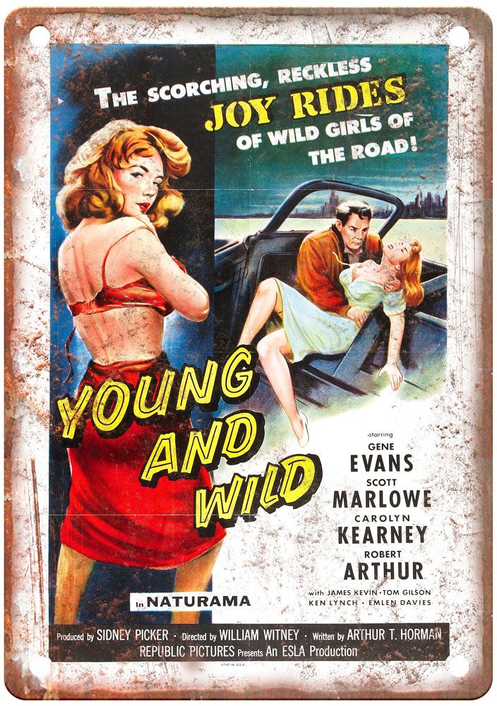 Young And Wild Vintage Movie Poster Old Retro Look Metal Sign