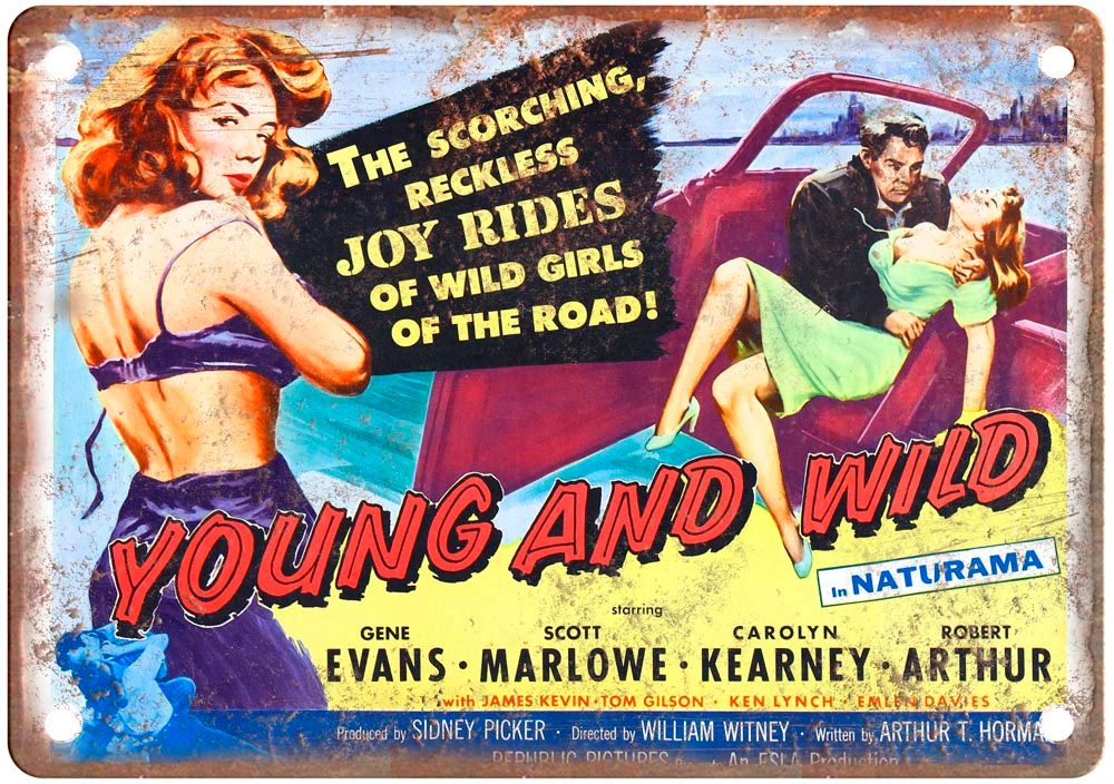 Young And Wild Vintage Movie Poster Old Retro Look Metal Sign