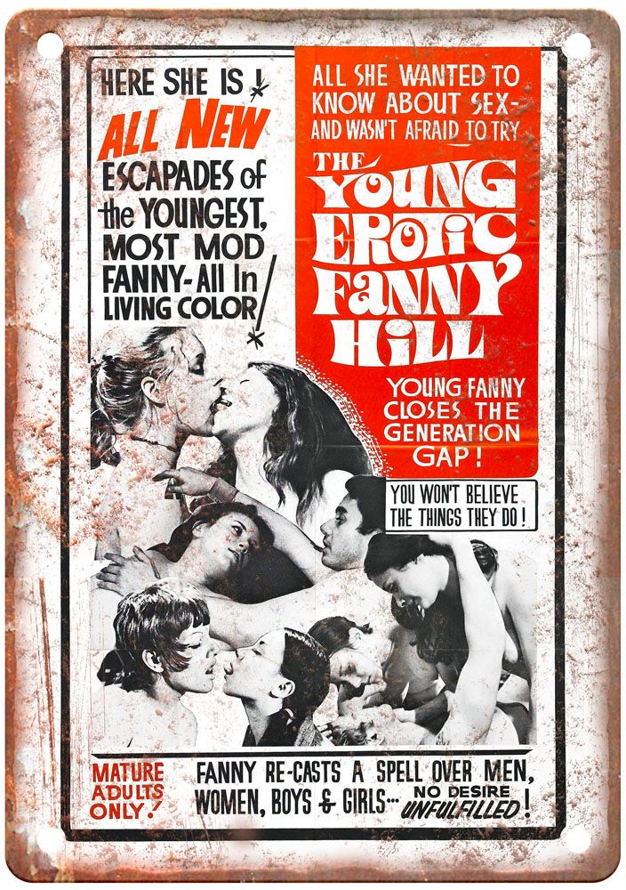 Young Erotic Fanny Hill Vintage Movie Poster Old Retro Look Metal Sign