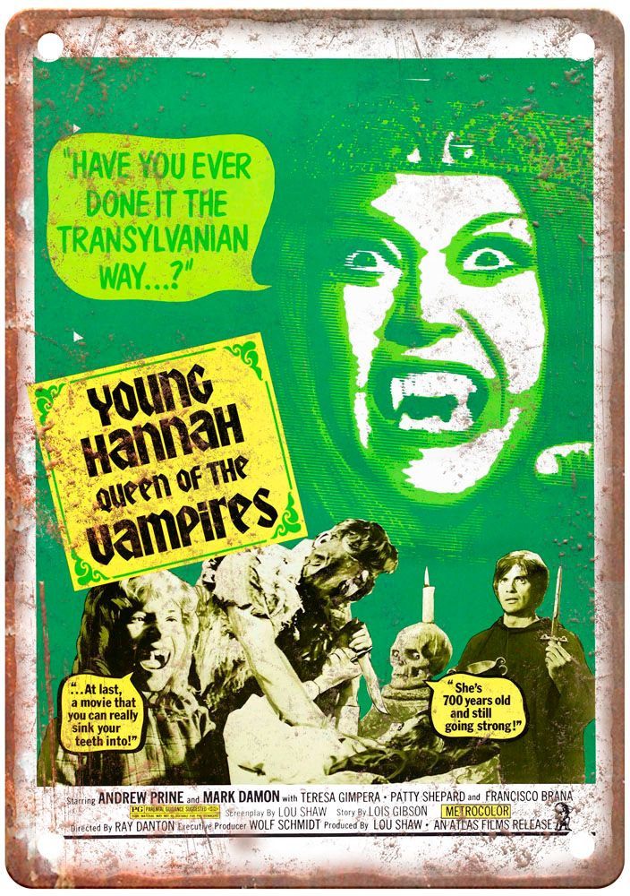 Young Hannah Queen Of Vampires Vintage Movie Poster Old Retro Look Metal Sign