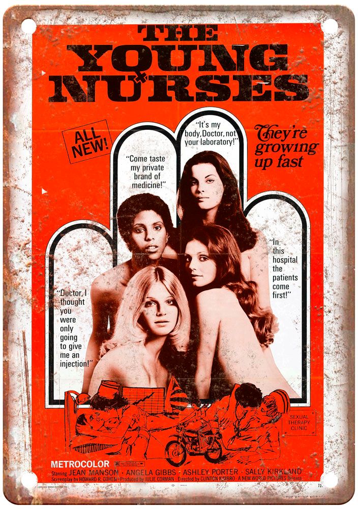 Young Nurses Vintage Movie Poster Old Retro Look Metal Sign