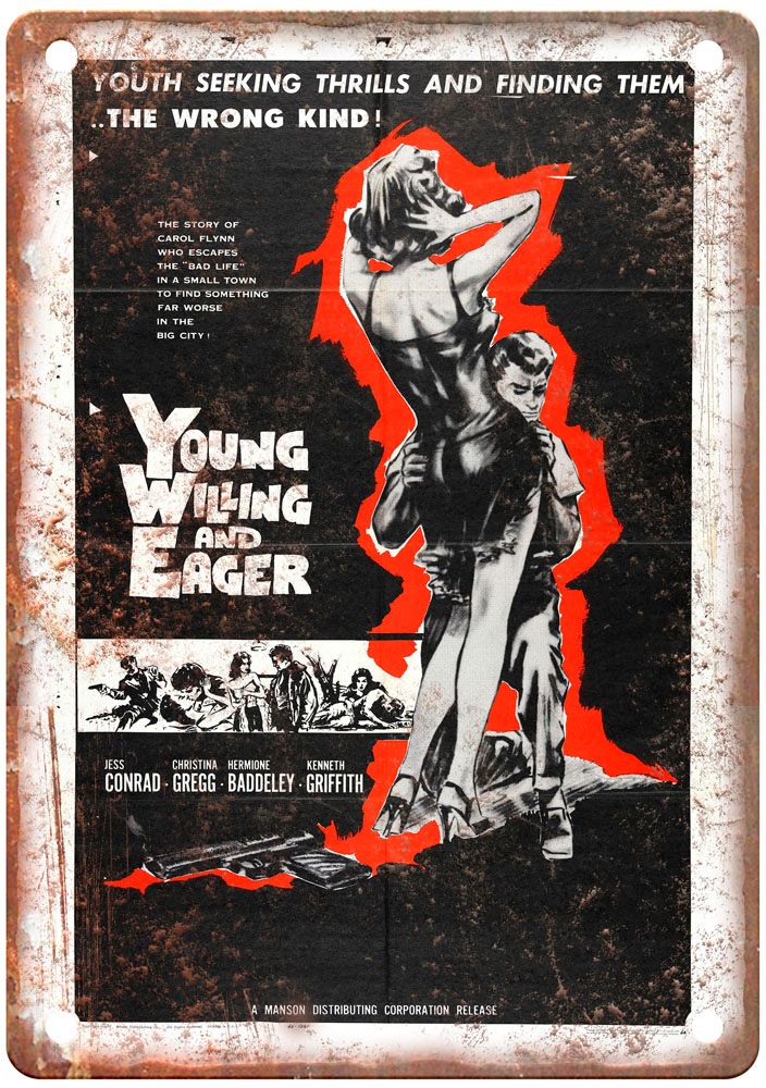 Young Willing Eager Vintage Movie Poster Old Retro Look Metal Sign